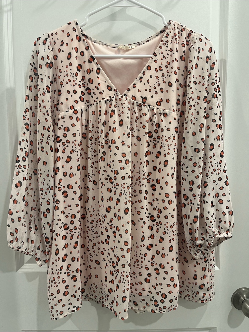 JODIFL Light Pink Dress with Leopard Trim